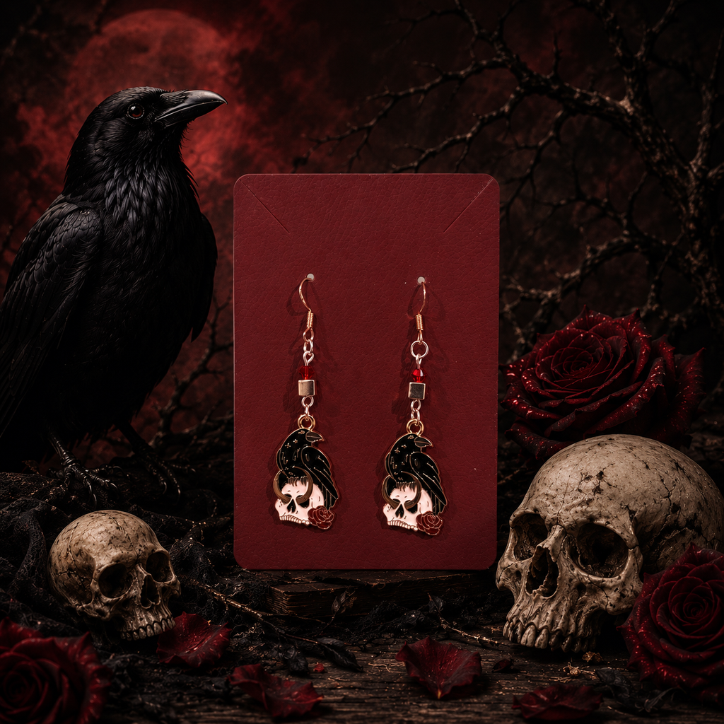 "Crow of Death" Earrings (Handmade) | rotten trinkets