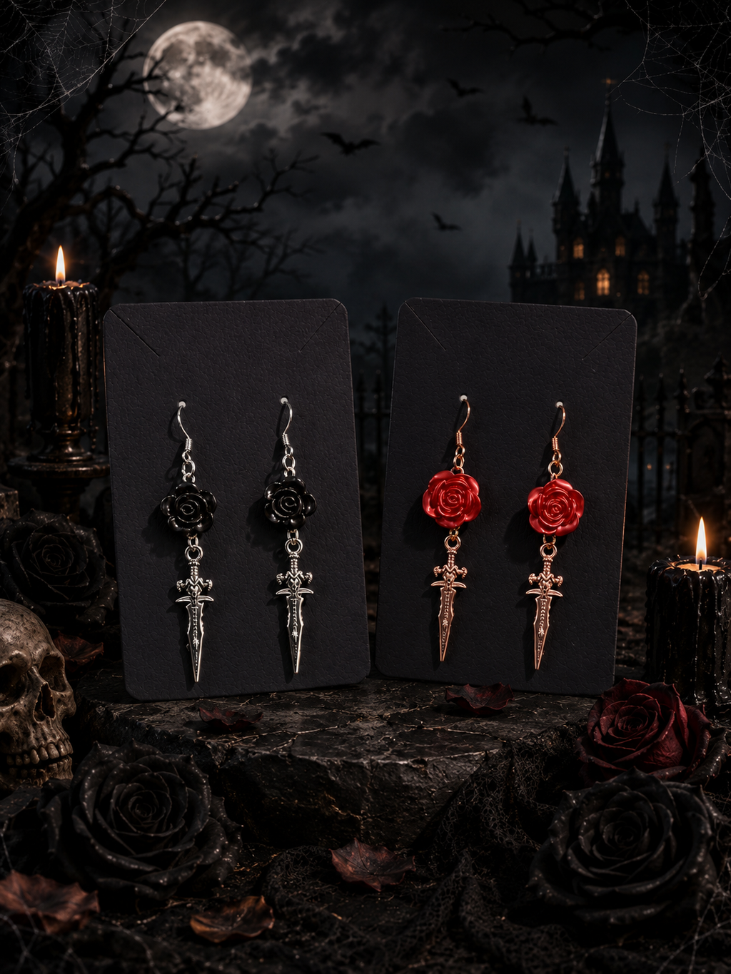 Daggers & Roses Earrings (Handmade) | rotten trinkets
