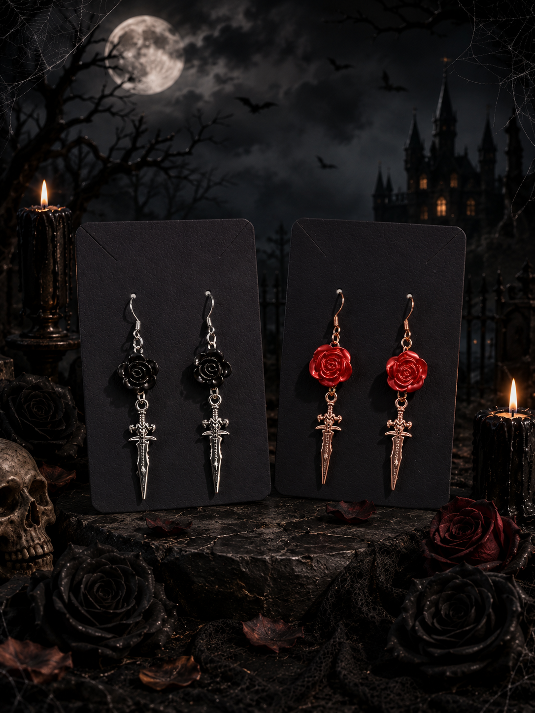 Daggers & Roses Earrings (Handmade) | rotten trinkets
