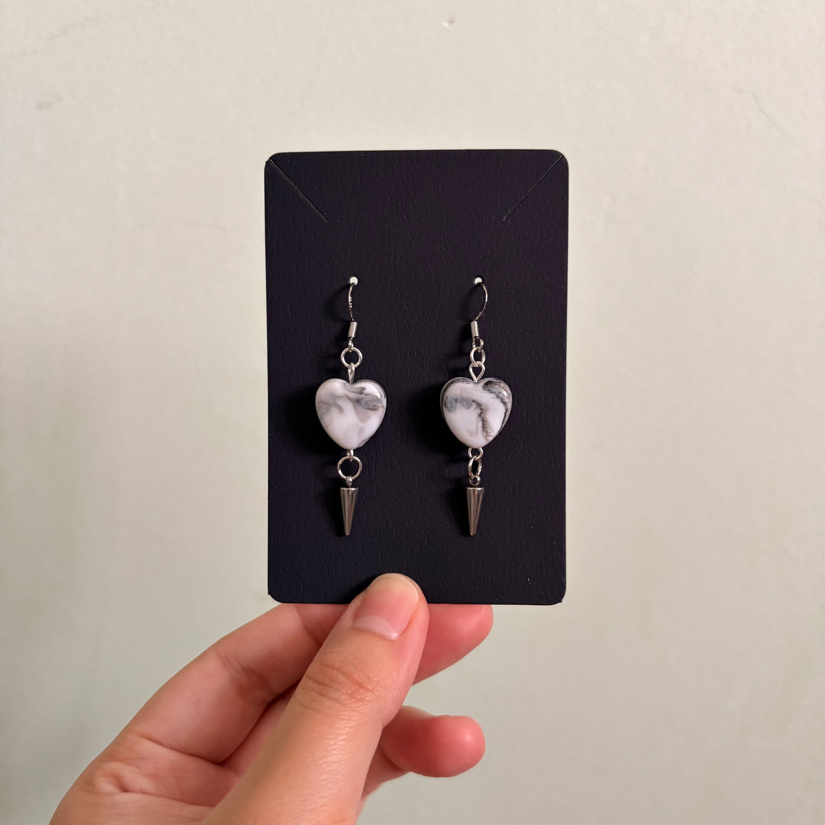 Marble Hearts Earrings (2 Colours) (Handmade) | rotten trinkets