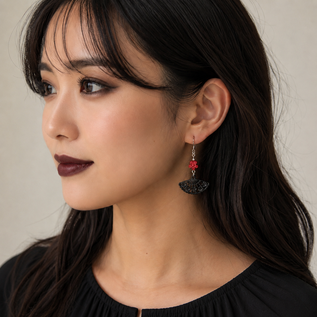 Flowers & Fans Earrings (Handmade) | rotten trinkets