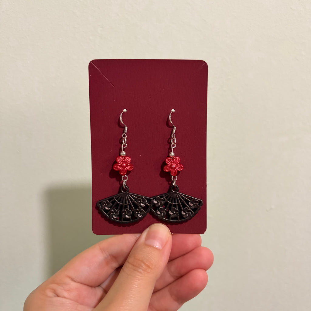 Flowers & Fans Earrings (Handmade) | rotten trinkets